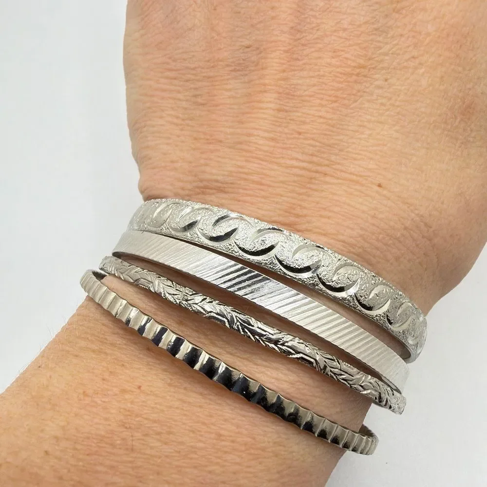 Vintage Monet‎ Silver tone Bangle Bracelet BUNDLE!